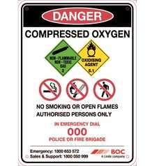 All in One Compressed Oxygen Storage Safety Sign