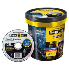 Flexovit 125mm Reinforced Cutting Discs - 100 discs