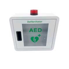AED storage cabinet with alarm