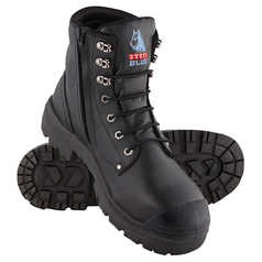 Steel Blue Argyle Lace-Up Zip-Sided Safety Boot with Steel Toecap and Nitrile Outsole