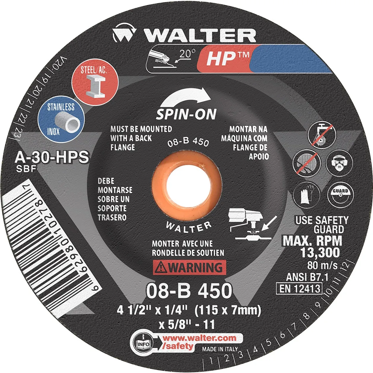 Walter Hp™ Spin-On A-30 Grinding Wheel