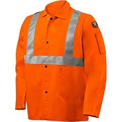 Veste en coton FR de 9 oz - Orange 30 » avec rayures réfléchissantes FR Silver 1040RS Weldlite™