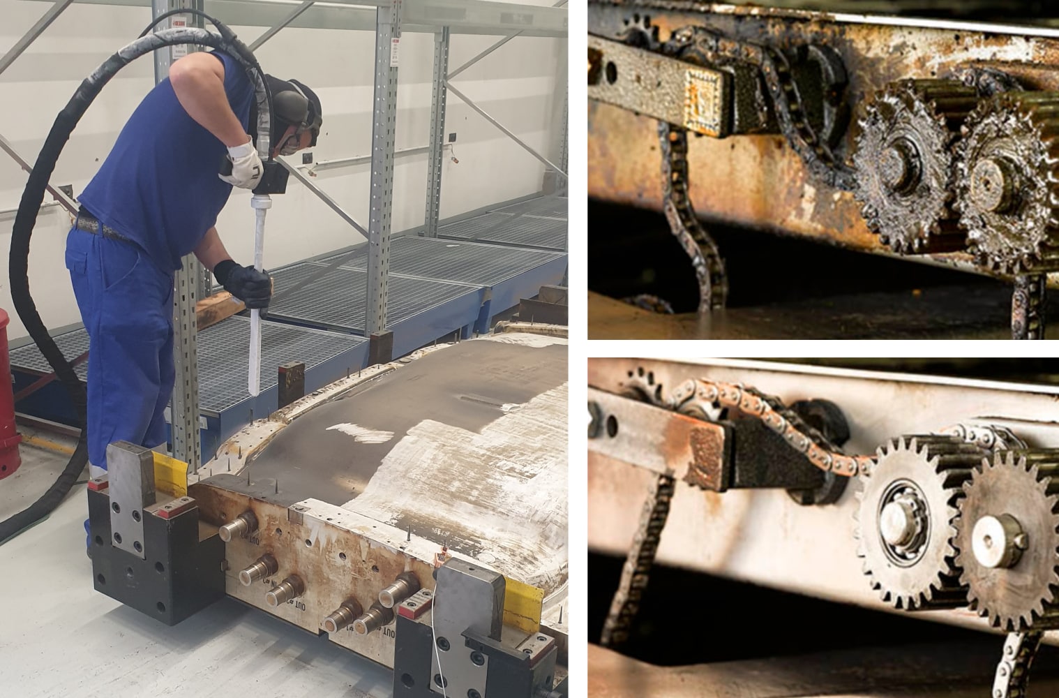 Dry Ice Blasting close-up.