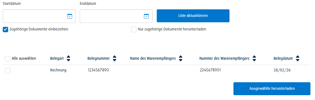 Capture d’écran du téléchargement de documents