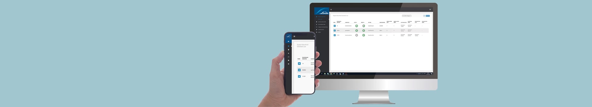Desktop Bildschirm und Handy mit Abbildung von Digigas Dashboard