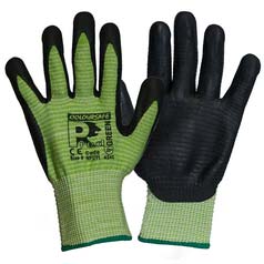 Coloursafe PredGreen Nitrile Foam Ribbed Gloves