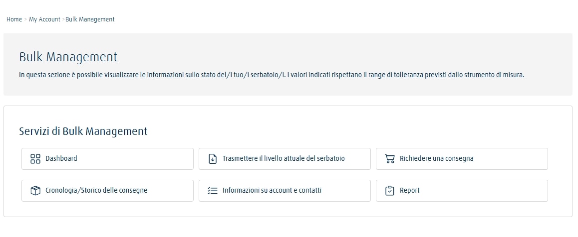 Pagina web con interfaccia utente che mostra la funzionalità Bulk Management