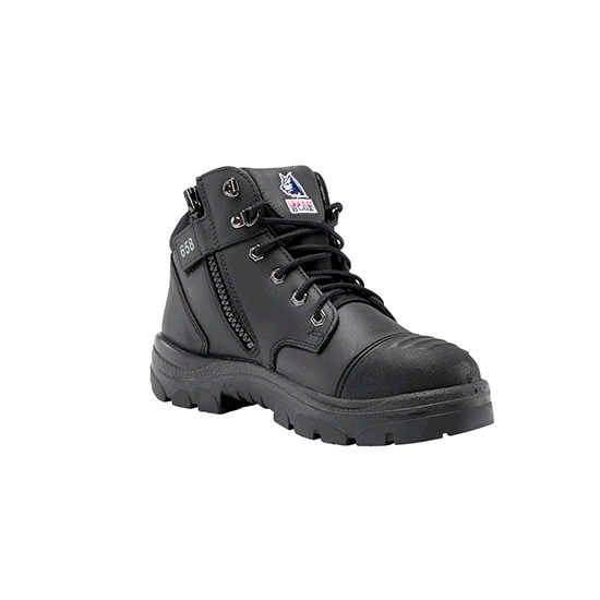 Steel Blue Parkes Lace Up Zip Sided Safety Boot with Scuff Cap