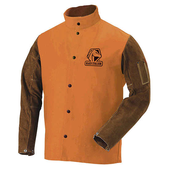 Black Stallion FR Cotton Cowhide Hybrid Welding Jacket BOC Gas