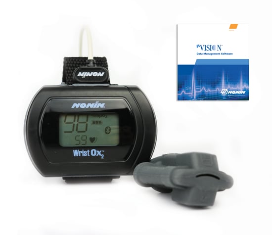 Nonnin Spo2 Nonin WristOx2 3150BLE Pulse Oximeter with Adult Soft SpO2 Sensor ...