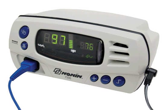 Nonnin Spo2 Nonin 7500 Tabletop Pulse Oximeter with Adult Soft SpO2 Sensor ...